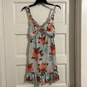Betsey Johnson mini baby blue cutout slip dress
